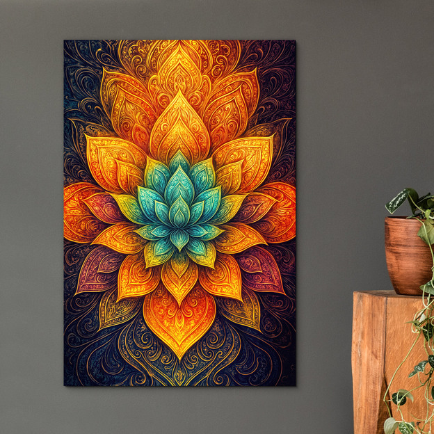 Lotus mandala of eternal light - Wooden picture