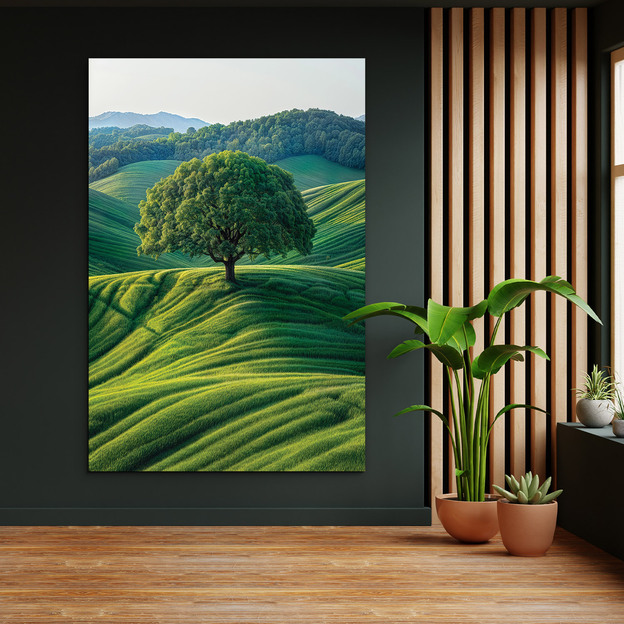 Wooden picture of a tree - Green life