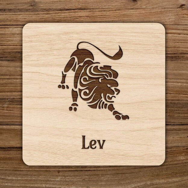Pivní podtacek ze dřeva - Znamení Lev