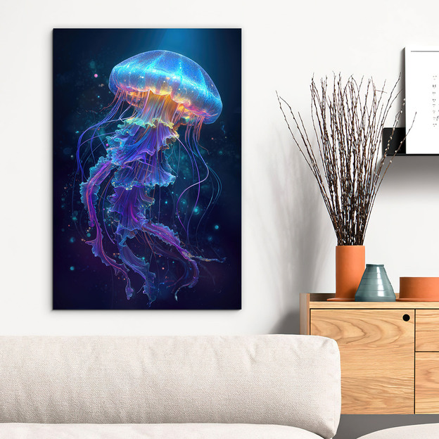 Wooden colored picture - Jellyfish