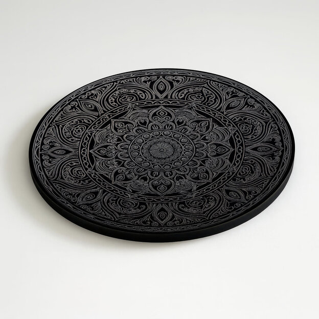 Moon mandala for the wall - Obsidian