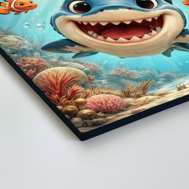 Drevený obraz do detskej izby - Veselý žralok v oceáne