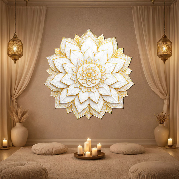 Bielo-zlatá mandala - Seraphine