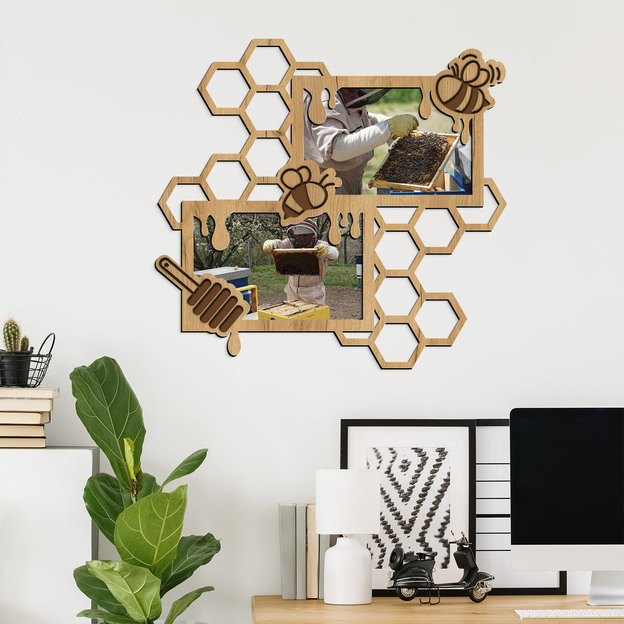 Wooden photo frame for a beekeeper