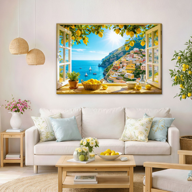 Wall painting - Coast with lemons