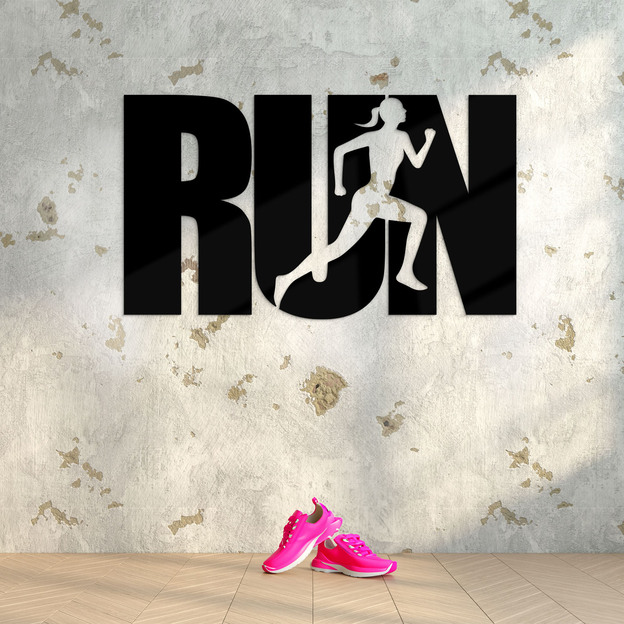 Wooden Gift for Runner - RUN Sticker
