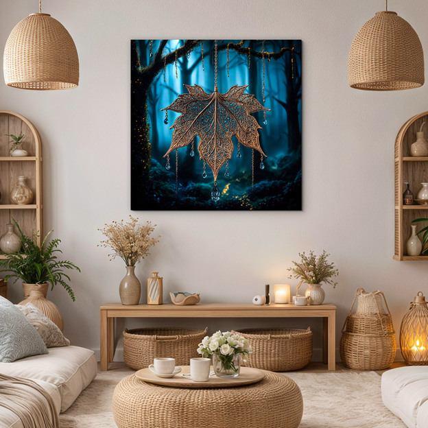 Drevený obraz - Zlatý mystický list