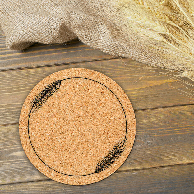 Round Cork Trivet - Barley Ears
