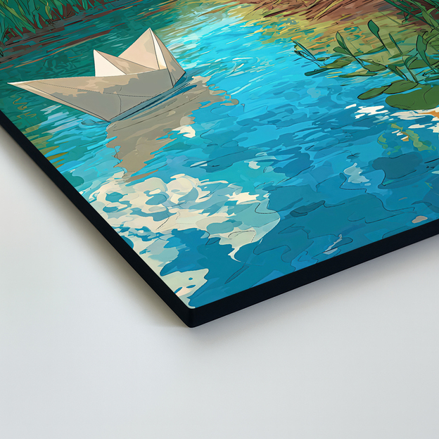 Colorful picture - Paper boat on the stream