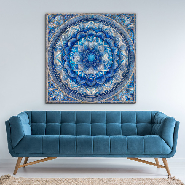Wooden picture - Blue mandala of hope