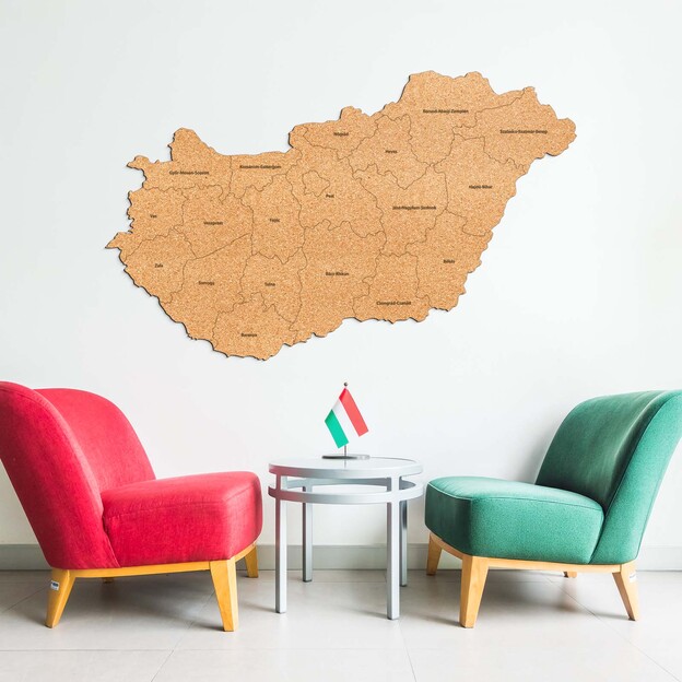 Korková mapa na stenu - Župy Maďarska
