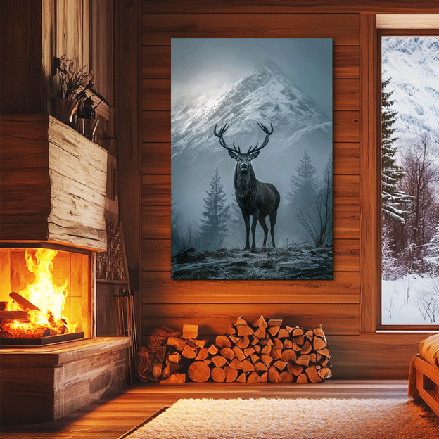 Designer painting - Deer and mountains