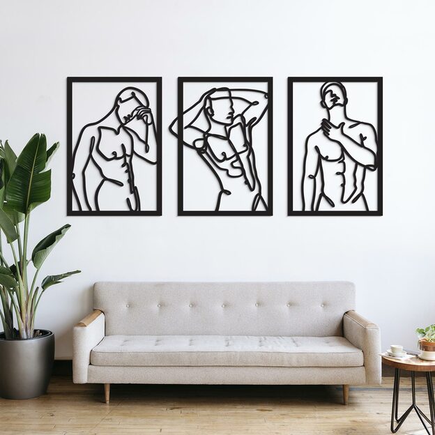 Multi-part Wall Art - Male Line Art with Curves