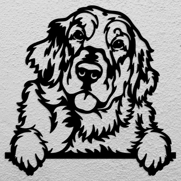 Wooden Sticker of a Dog - Golden Retriever