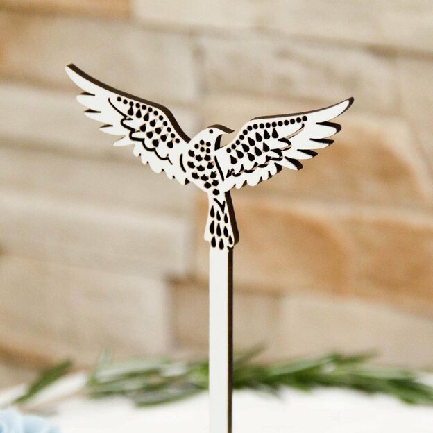 Svadobná dekorácia na tortu - Holubička