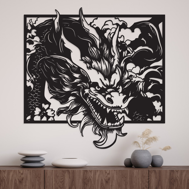 Carved 3D image - Great Chinese dragon