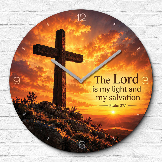 Christian clock with cross - The Lord is my light