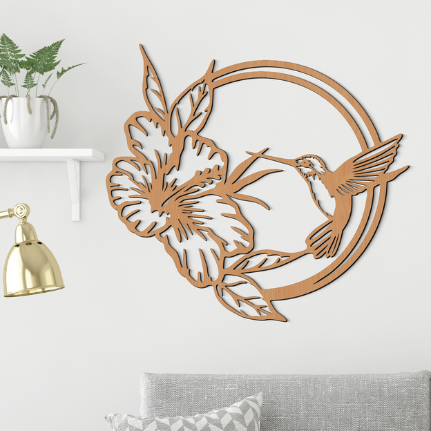Decorațiune de perete - Colibri și floare