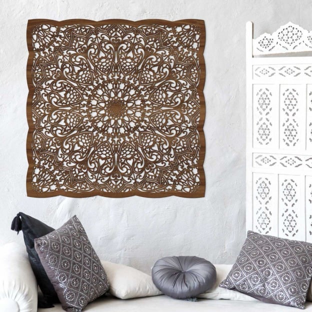 Cut-Out Wooden Mandala Wall Art - Square