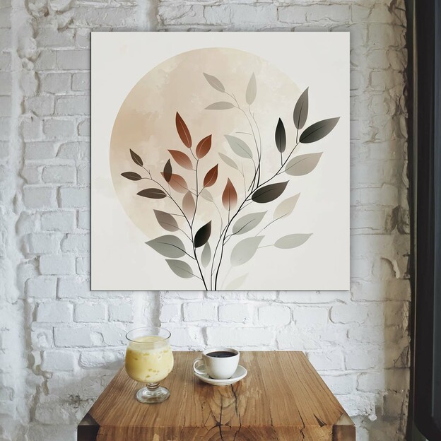 Wooden Boho Wall Art - Leaves in a Circle