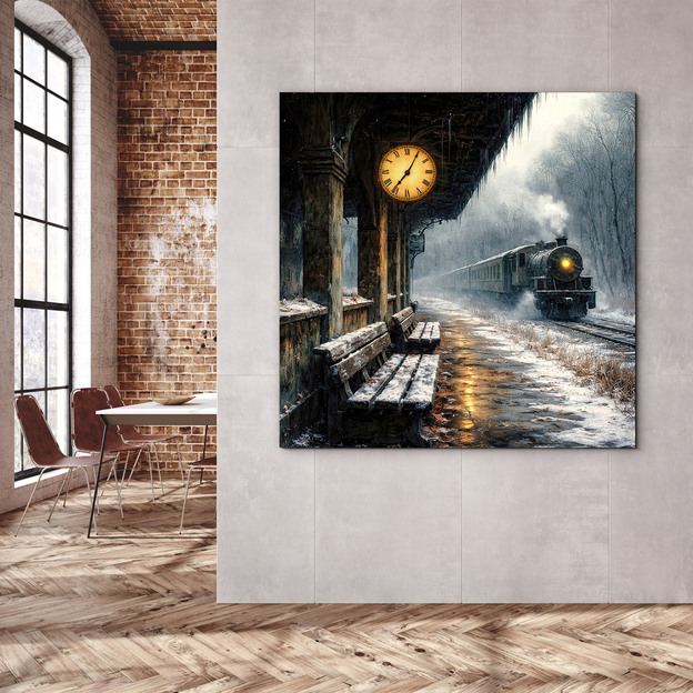 Drevený obraz vlaku - Posledná zastávka