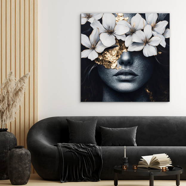 Floral portrait of a woman - Wooden picture