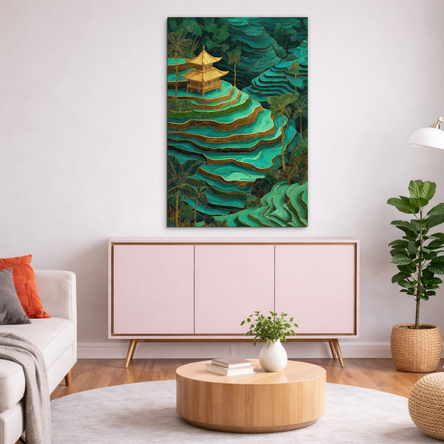 Drevený obraz - Ryžové terasy