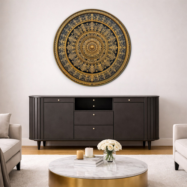 Zlatohnědá mandala na zeď - Royal