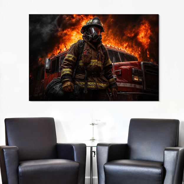 Fából készült kép - Tűzoltó