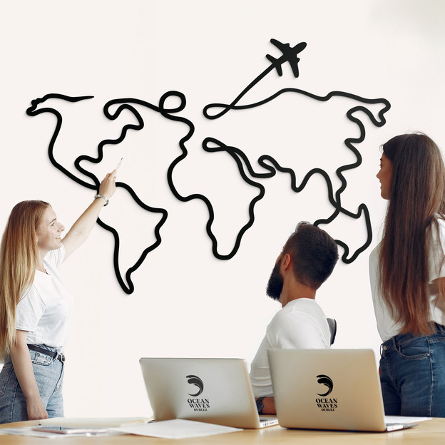 Minimalist World Map on the Wall