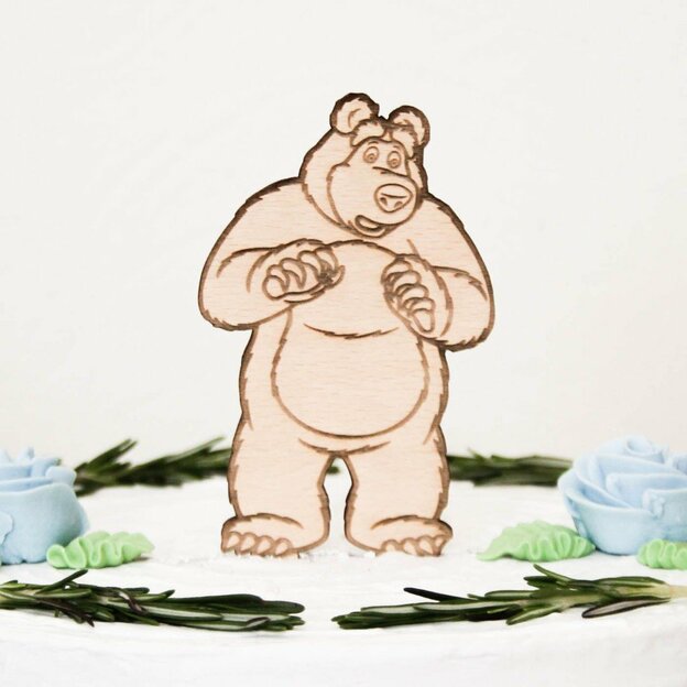 Drevená postavička na tortu - Máša a medveď 2
