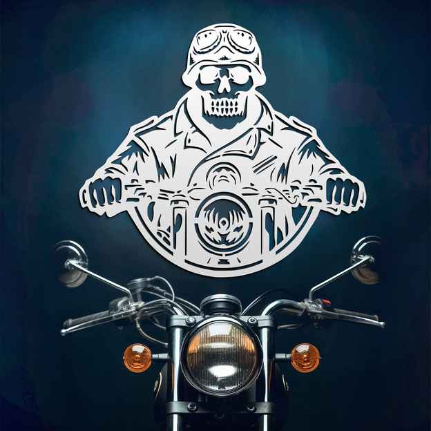 Wall decoration - Skull on a motorcycle