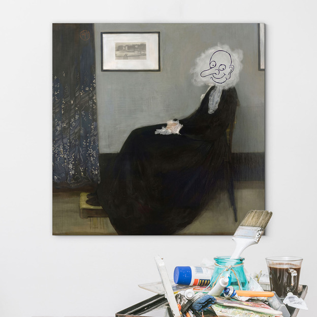 Painting on wood - Whistler's Mother by Mr. Bean