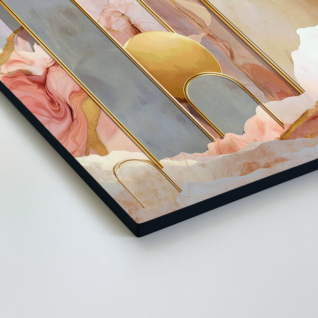 Pastelový abstraktný obraz - Zlaté oblúky