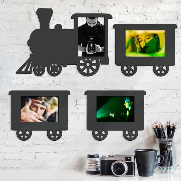 Drevený fotorámik na stenu - Vláčik