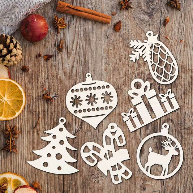 Vianočné dekorácie - Set 6 druhov po 4 ks (24ks) 