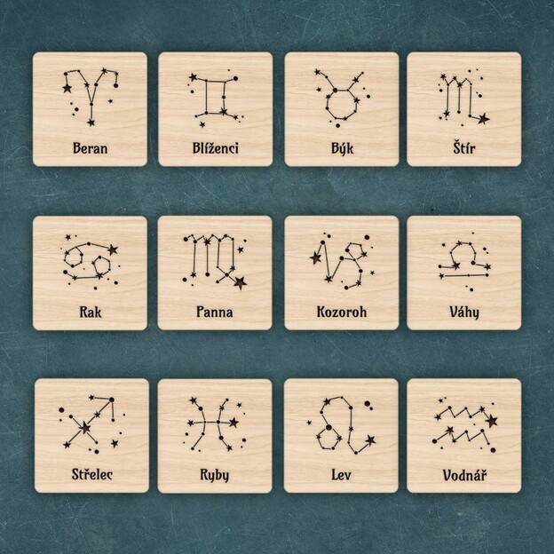 Set podtácků 12 ks: Souhvězdí zvěrokruhu + stojan zdarma