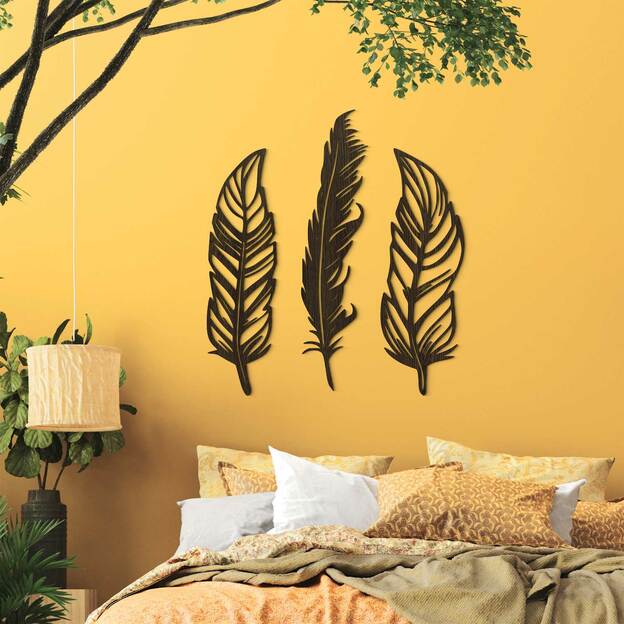 Wooden Sticker on the Wall - Feathers