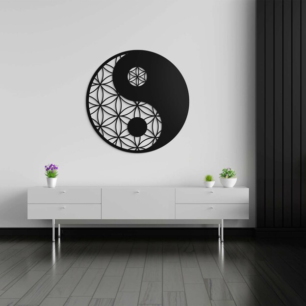 Wooden Mandala Flower of Life - Yin Yang