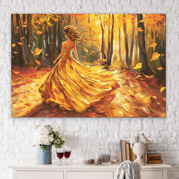 Autumn image of a woman in the forest