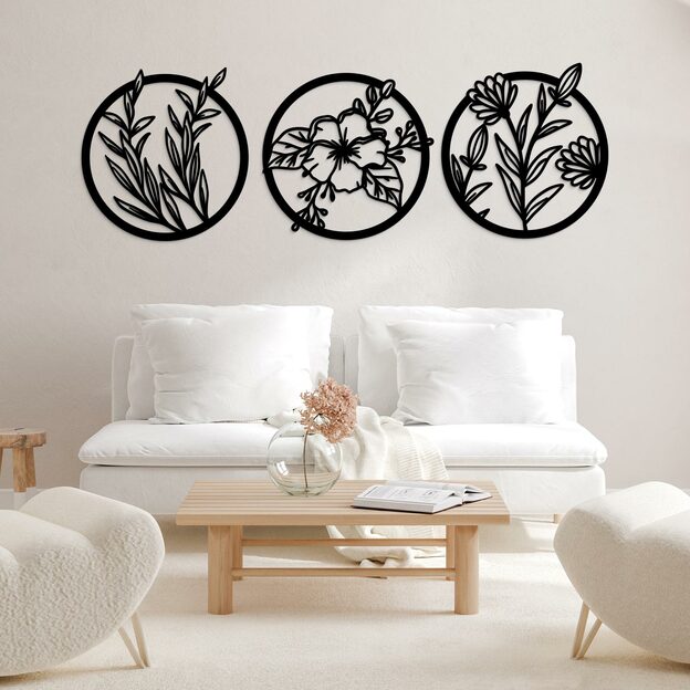 Multi-part Round Wall Art - Flowers