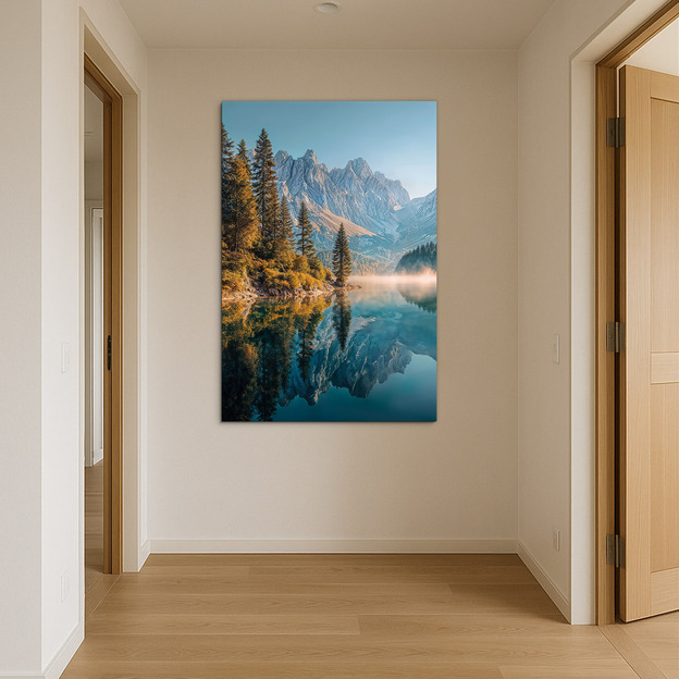 Wooden Wall Art - Autumn Mountains and Lake