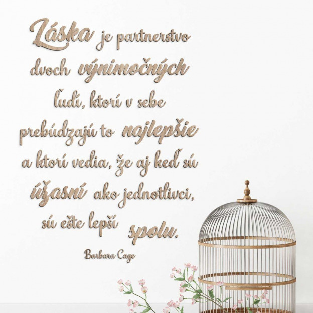 Citát o láske - nálepka na stenu z dreva