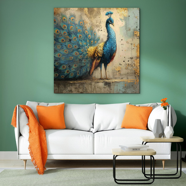 Peacock picture on the wall - Luxurious colorful decoration