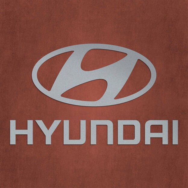 Wooden Car Logo on the Wall - Hyundai