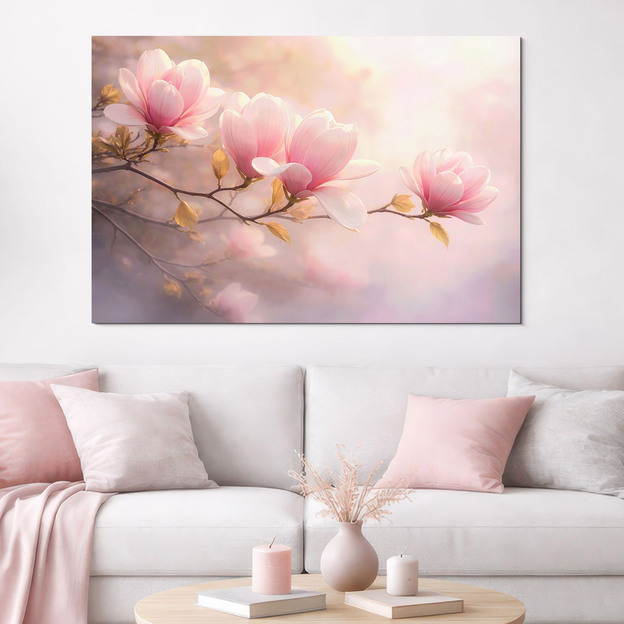 Romantický obraz magnólií na zeď