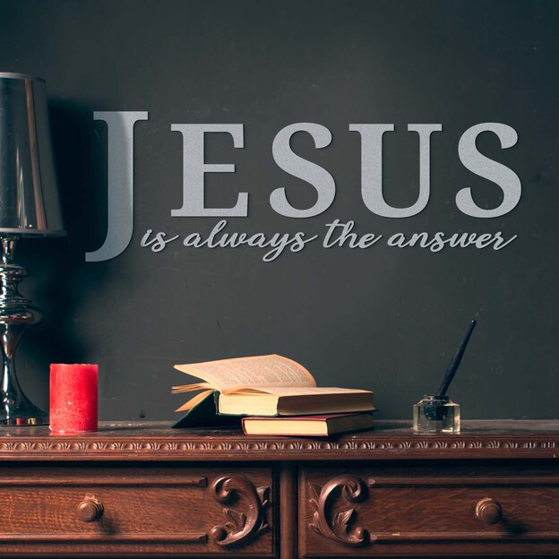 Dřevěná samolepka - JESUS ​​is always the answer