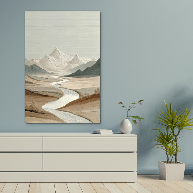 Design painting of nature - Peace in the embrace of mountains