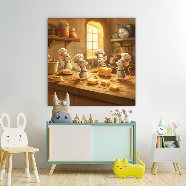 Children's wooden picture - Mice in the kitchen