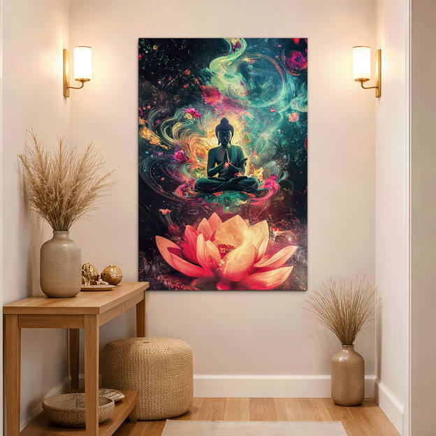 Meditační obraz Buddhy - Zářivý lotos